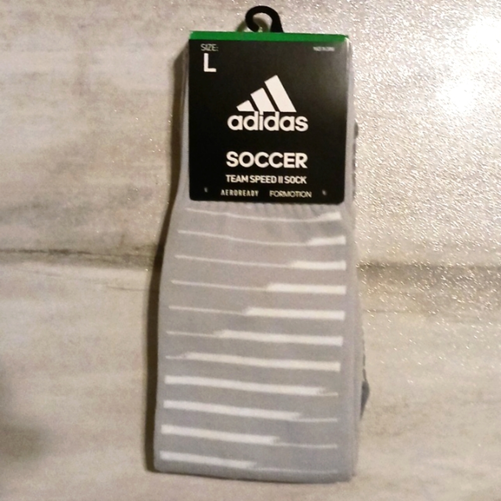 Adidas team speed 2 sock size L aeroready tech. gray&white L/R specific fit NWT